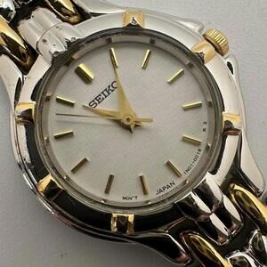 Vintage Seiko Women’s Quartz Watch 24mm Two Tone Silver Gold New Battery